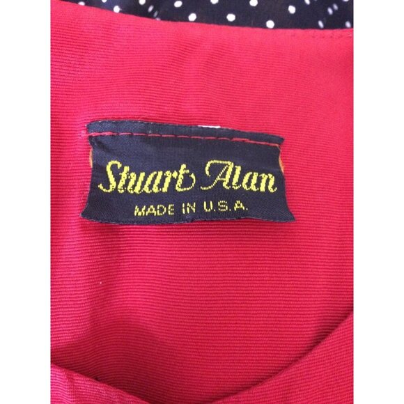 Vintage Stuart Alan Womens Polka Dots Belted Dress Long Sleeve Peplum Size 8 - Picture 6 of 7